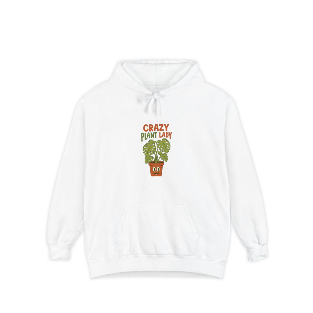 Crazy Plant Lady hoodie in White, front view