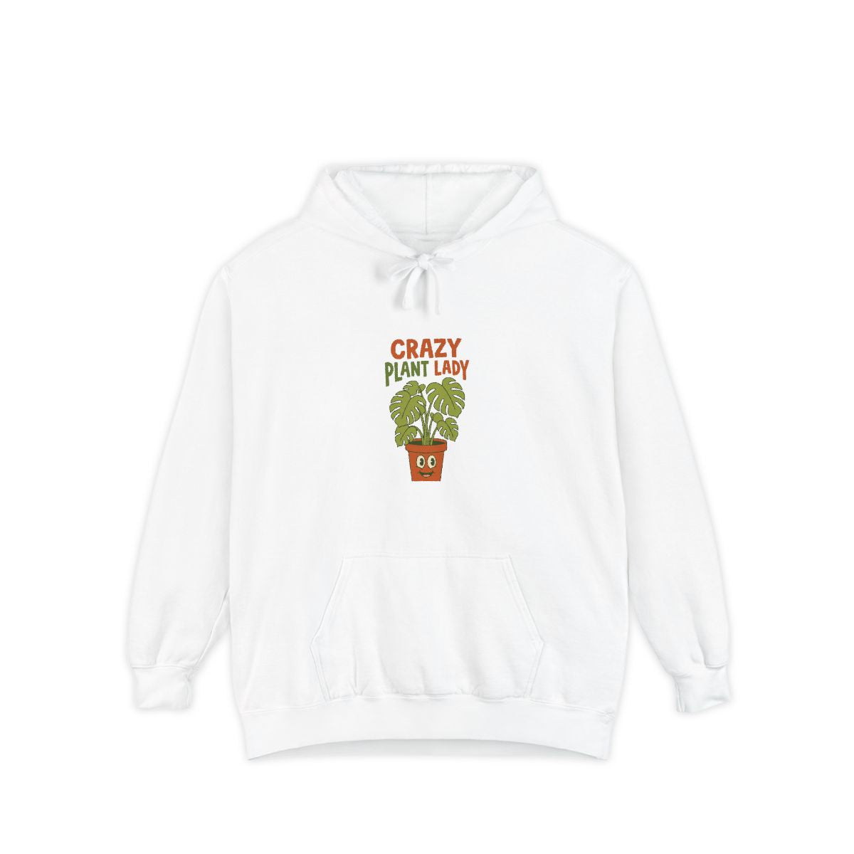 Crazy Plant Lady hoodie in White, front view