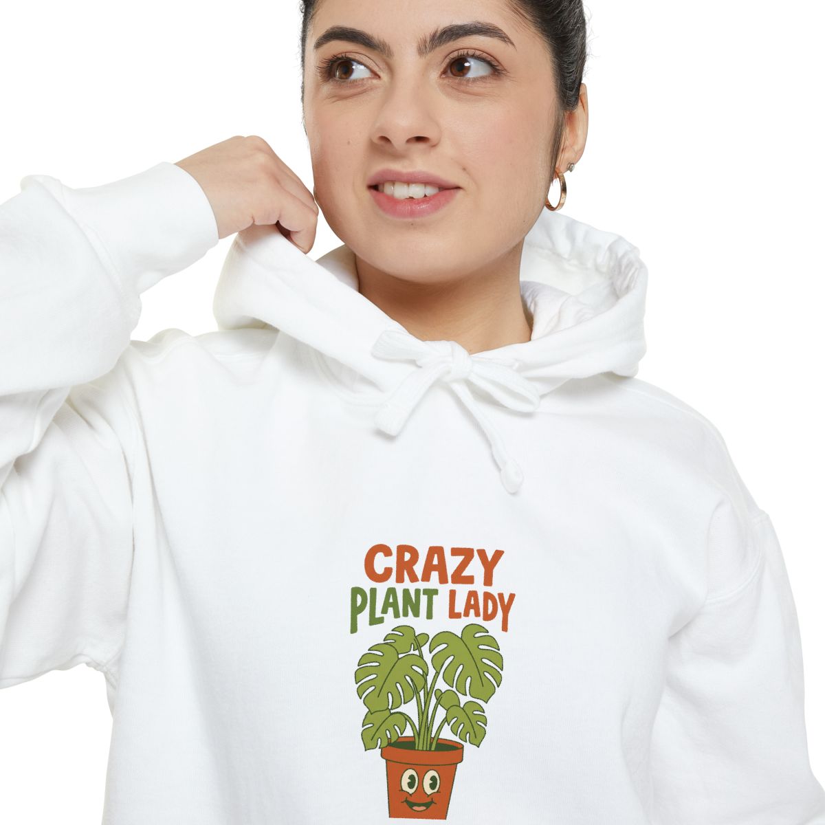 Crazy Plant Lady hoodie print close-up