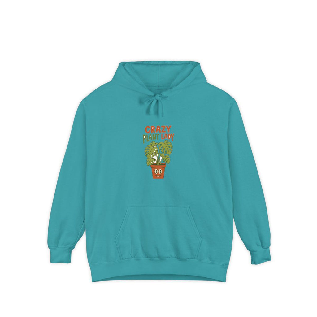 Crazy Plant Lady hoodie in Seafoam, front view