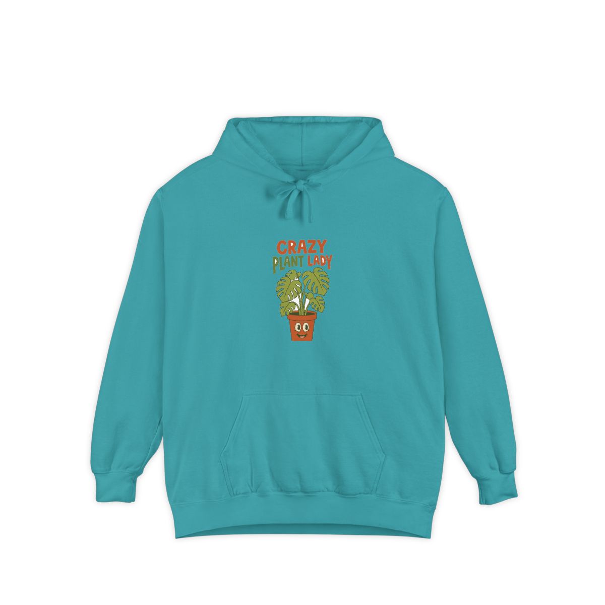 Crazy Plant Lady hoodie in Seafoam, front view