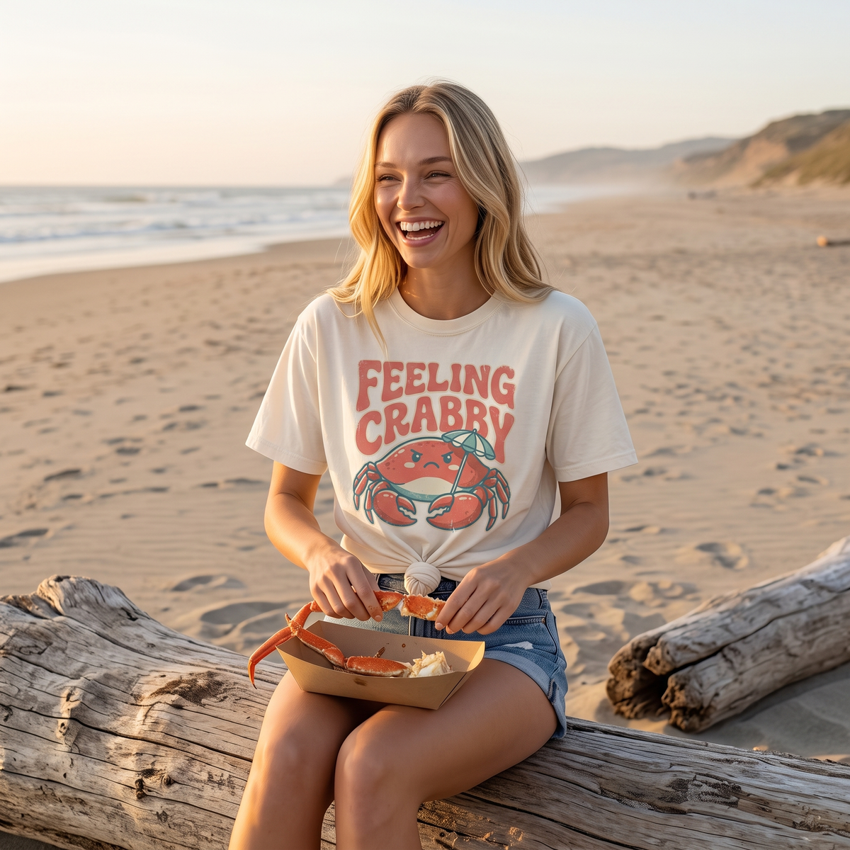 Feeling Crabby Shirt in Ivory, lifestyle photograph