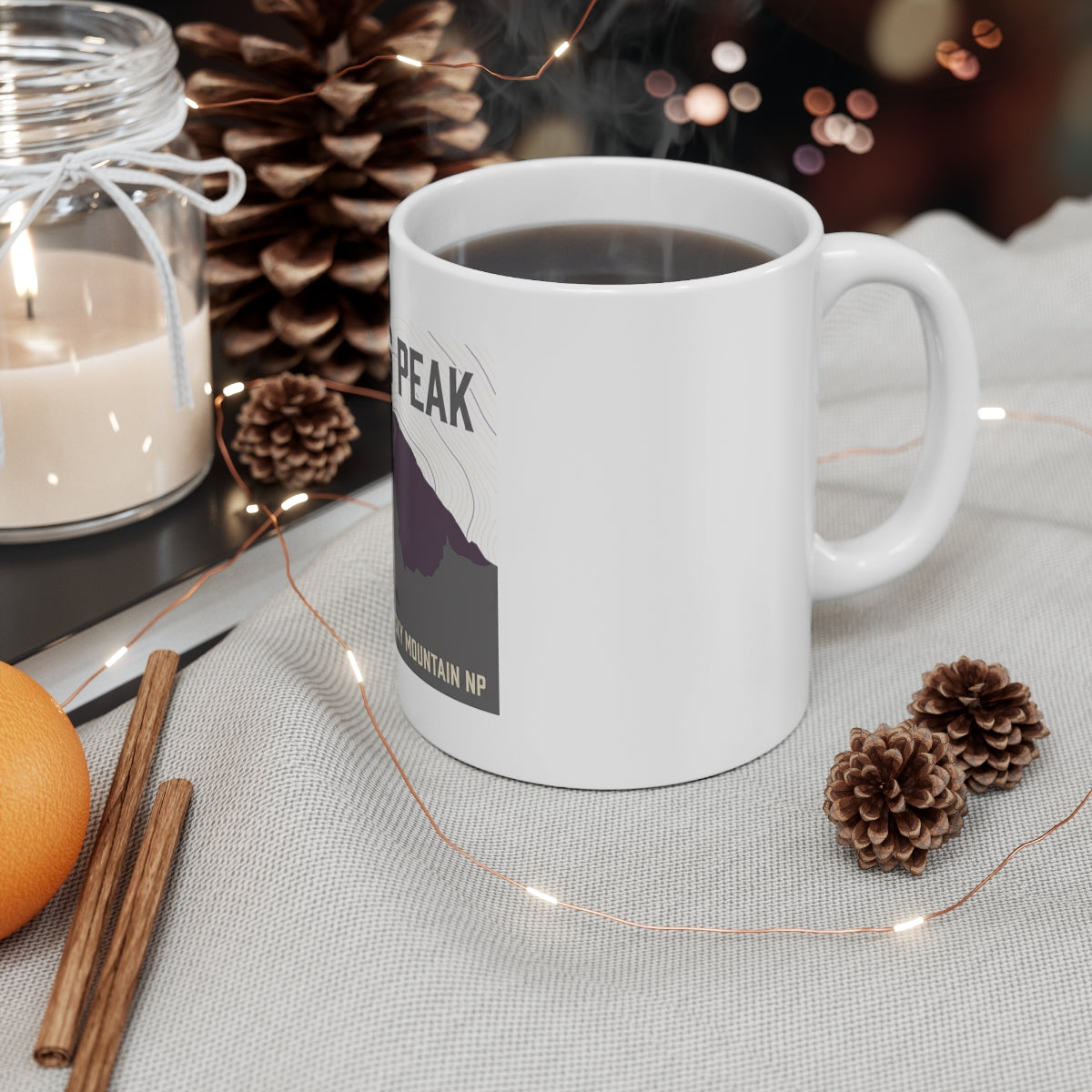 Longs Peak 11oz Coffee Mug — 14,259 ft Colorado 14er — cozy lifestyle