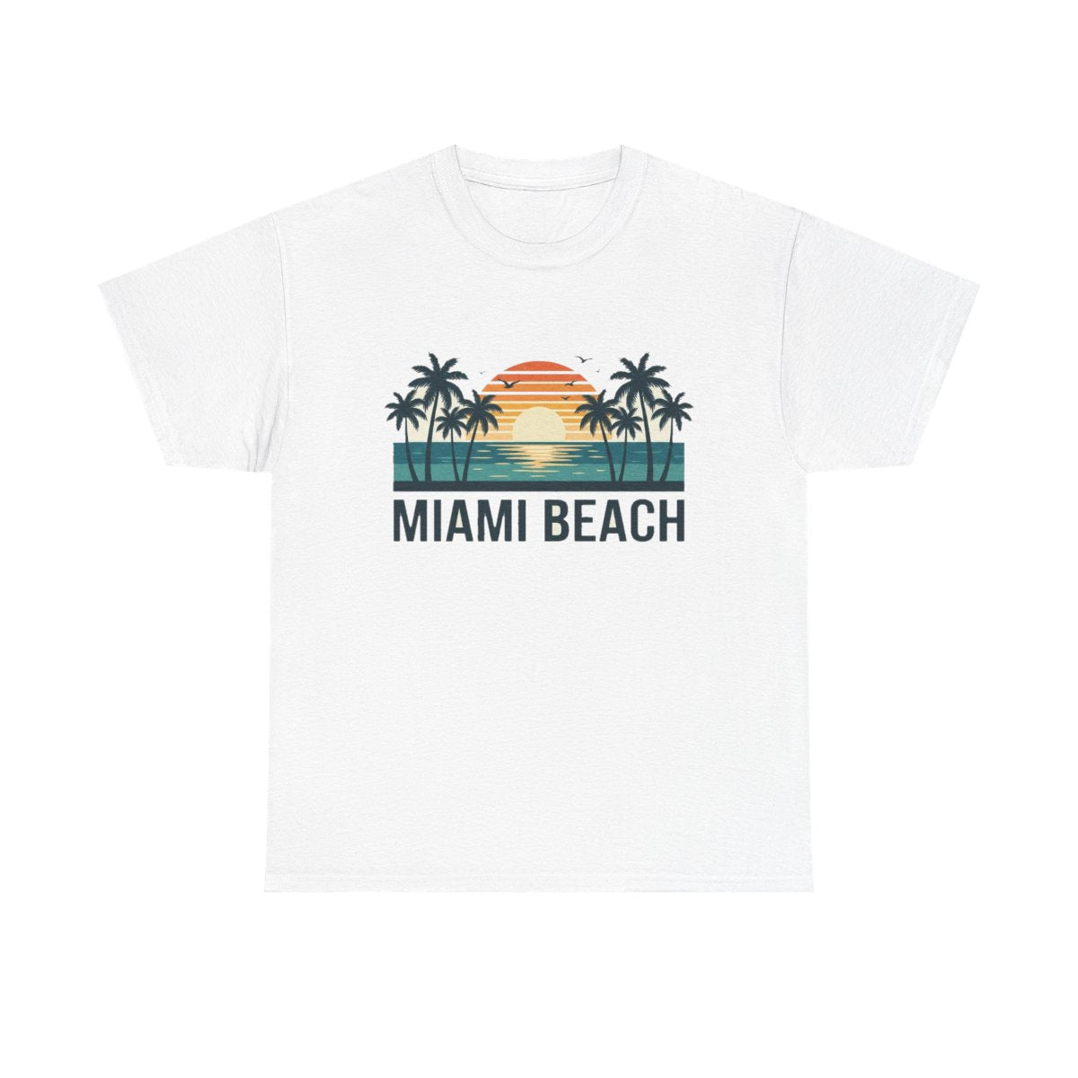 Miami Beach retro tee in White, front product view
