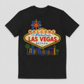 Welcome to Fabulous Las Vegas neon sign graphic on a black t-shirt